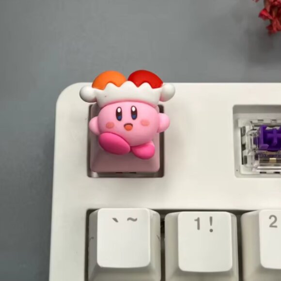 Pink Cute Jester Kirby Anime Character Keycap, for OEM switches, Nintendo - Picture 2 of 2